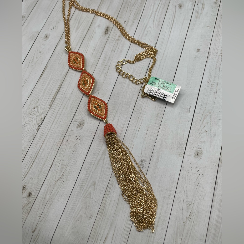 Nwt Inc International Concepts GoldtoneOrange Tones Long Necklace 25$